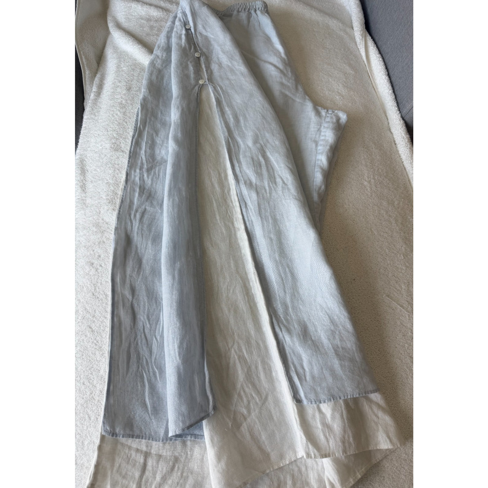 VIVID 100% Linen Double Layer Statement Cropped pant sea shell button Size-L - Picture 10 of 13